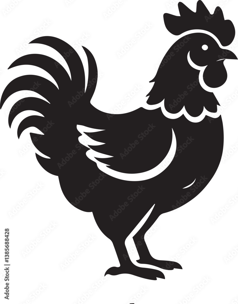 Fototapeta premium rooster vector illustration, rooster vector logo vector, rooster vector silhouette vector full body