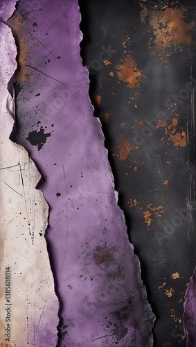 Light purple to charcoal purple color gradient crumpled paper grainy rough texture banner panoramic background