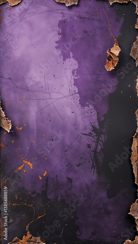 Light purple to charcoal purple color gradient crumpled paper grainy rough texture banner panoramic background