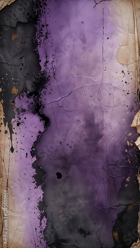 Light purple to charcoal purple color gradient crumpled paper grainy rough texture banner panoramic background