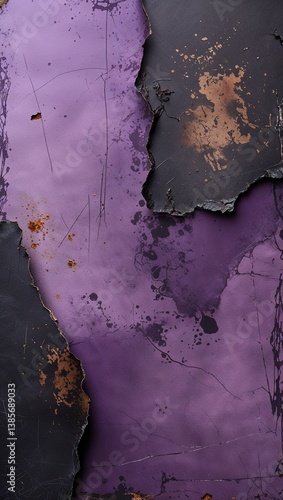 Light purple to charcoal purple color gradient crumpled paper grainy rough texture banner panoramic background