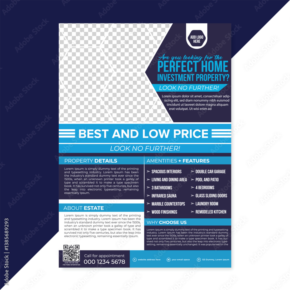 Obraz premium Real estate home sale flyer template