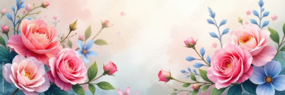 custom made wallpaper toronto digitalWatercolor floral bouquet in soft focus background , floral arrangements, nature-inspired designs