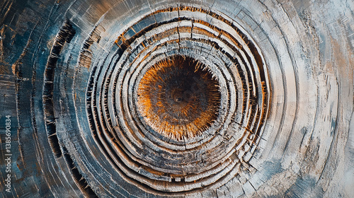 Cross-section of a tree trunk showing growth rings f
