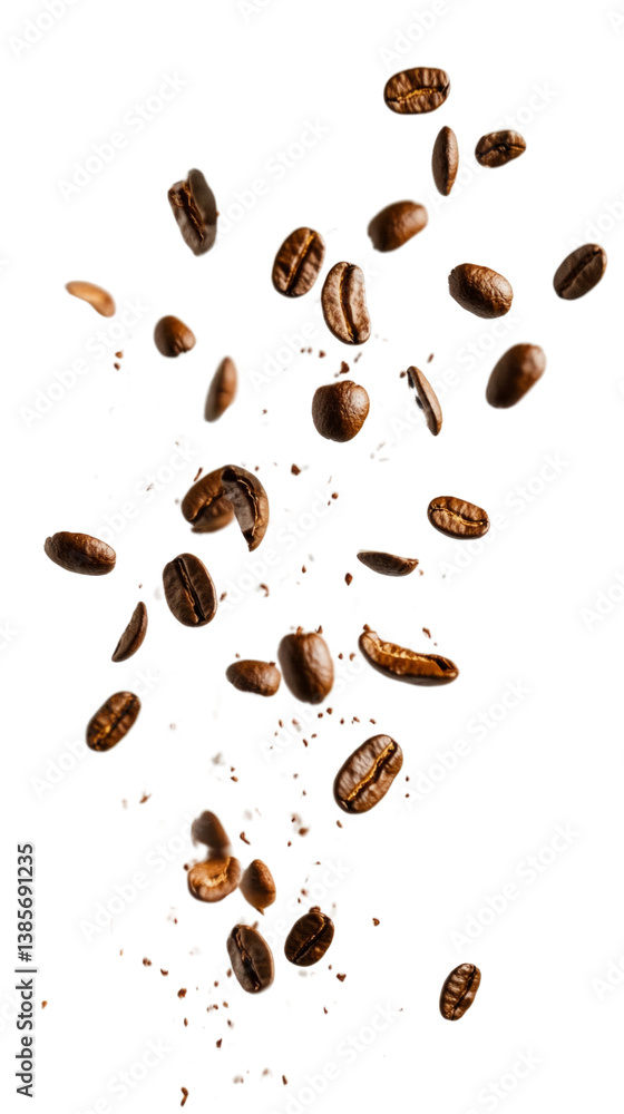 A coffee bean cloud is flying through the air A coffee bean cloud is flying through the air