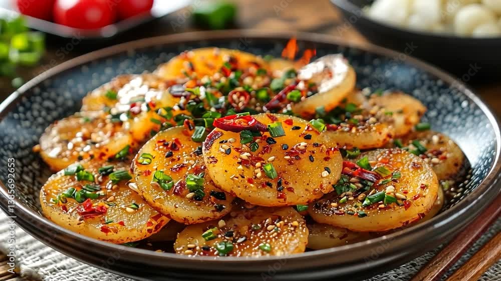 chinese stir-fried lotus root with chili peppers video chinese stir-fried lotus root with chili peppers video