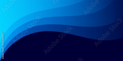 Flowing dark blue curve shape with soft gradient vector abstract background, relaxing and tranquil art, can illustrate health medical or sound of music.