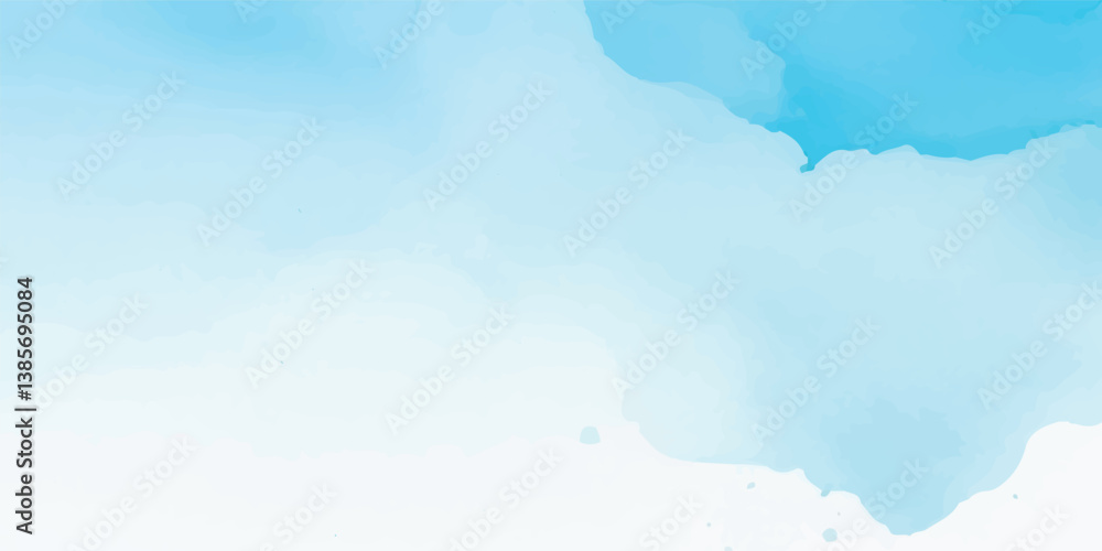 Fototapeta premium Soft and Airy, Sky Blue Watercolor Merges with White Paper to Create a Fluid, Dreamlike Background, Infused with Gentle Brush Strokes and Subtle Textures That Evoke a Sense of Calm and Peace.