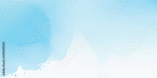 Soft and Airy, Sky Blue Watercolor Merges with White Paper to Create a Fluid, Dreamlike Background, Infused with Gentle Brush Strokes and Subtle Textures That Evoke a Sense of Calm and Peace.

