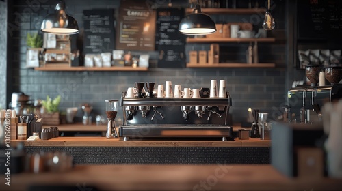 Modern Coffee Shop Espresso Machine Interior