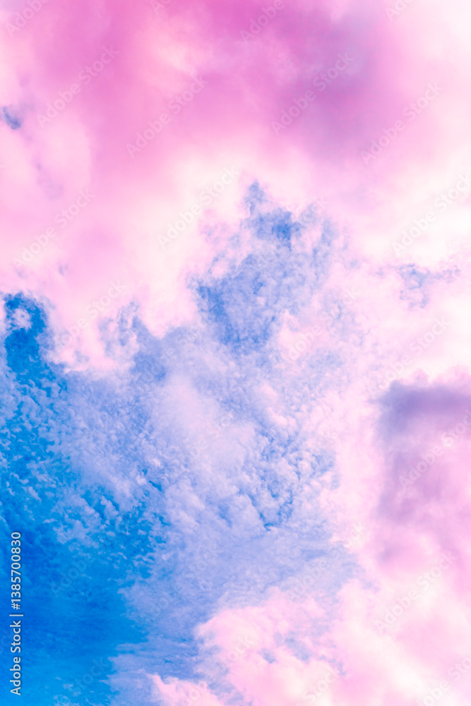 Fototapeta premium Fairy colourful sunset sky. Amazing view. Purple lilac clouds