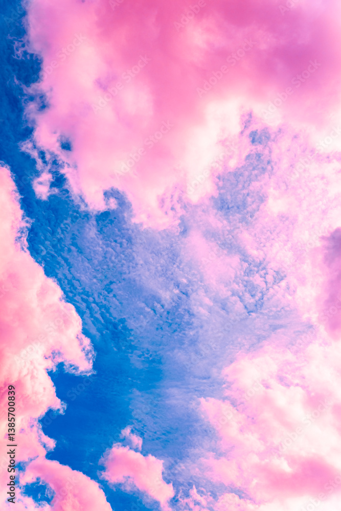 Naklejka premium Fairy colourful sunset sky. Amazing view. Purple lilac clouds