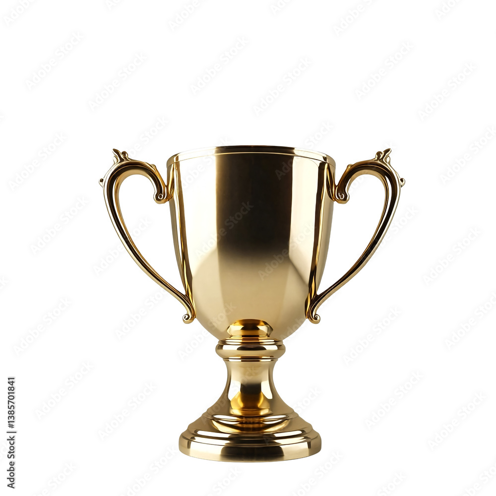 a gleaming golden trophy stands prominently against a plain white background, symbolizing achievement and success. a gleaming golden trophy stands prominently against a plain white background, symbolizing achievement and success.
