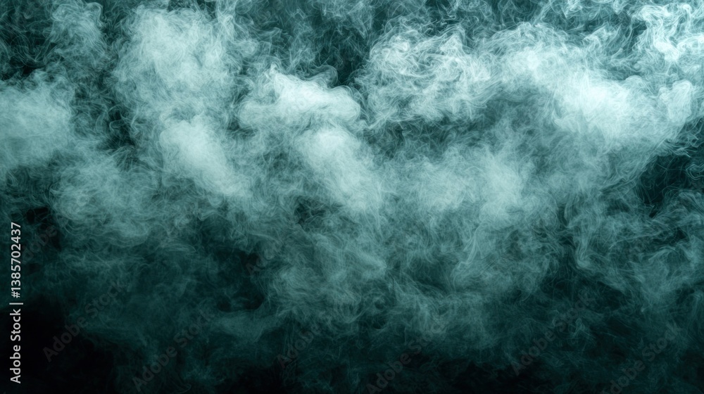 Obraz premium Ethereal Flowing, turquoise smoke fills dark space. Dynamic, vaporous texture