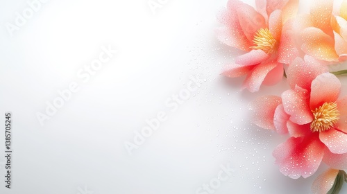 A fresh and natural peony border with dew-kissed petals, perfect for beauty and skincare product promotions or floral gift tags.