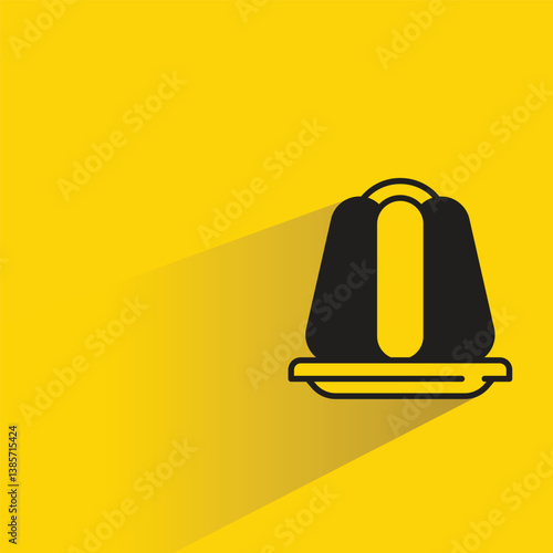 pudding cake icon with shadow on yellow background