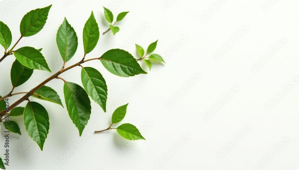 Branches with leaves isolated on a white surface, foliage, texture Branches with leaves isolated on a white surface, foliage, texture