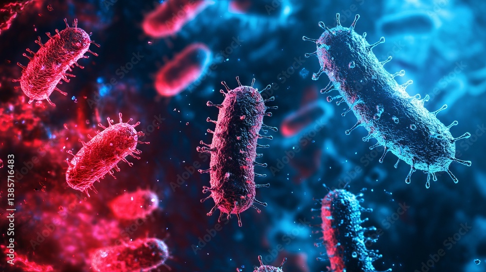 Naklejka premium Neon Bio-Particles in the Air