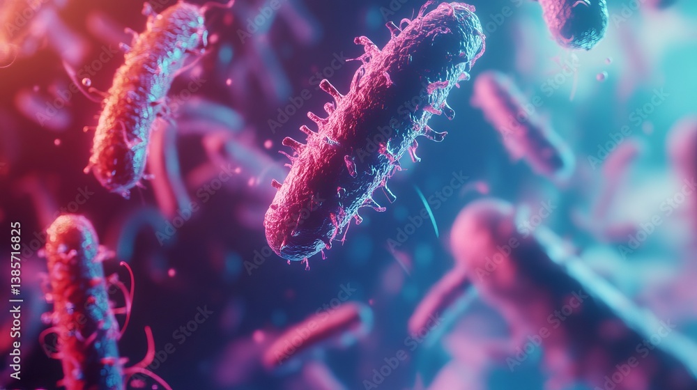 Fototapeta premium Neon Bio-Particles in the Air