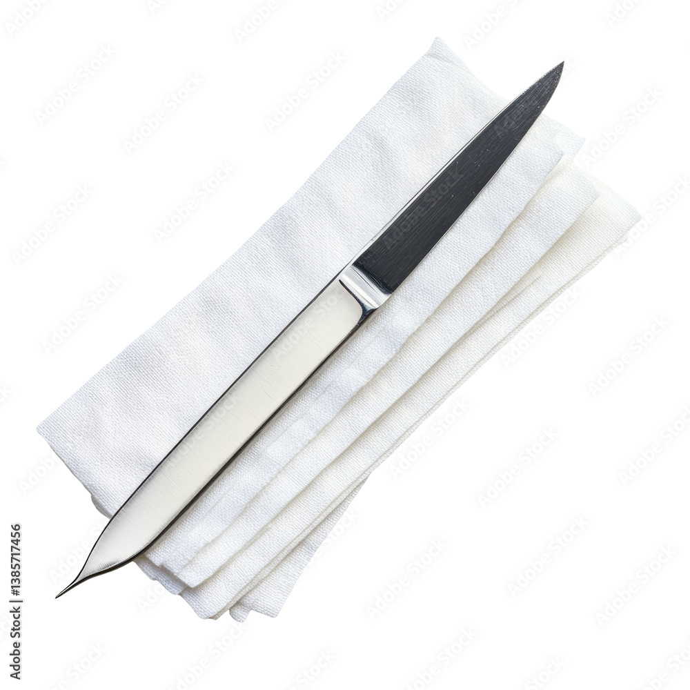 Scalpel on Gauze on transparent background Scalpel on Gauze on transparent background
