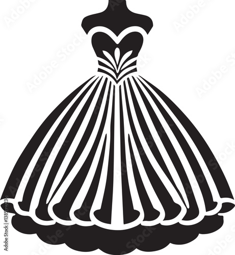 black wedding dress logo vector ,wedding dress vector illustration, silhouette vector