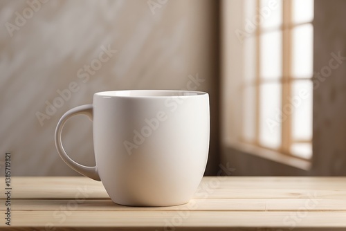 A blank ceramic mug mockup with no logo or print