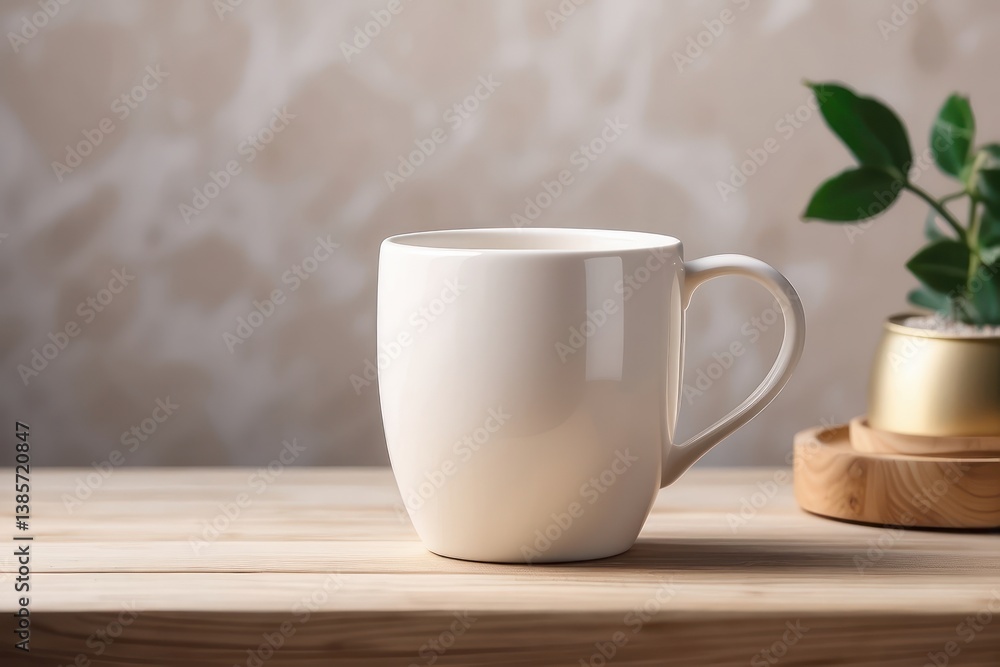 A blank ceramic mug mockup with no logo or print