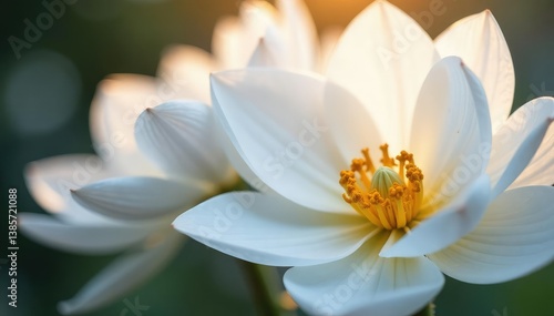 Close-up of pristine white petals, soft focus , macro, bright
