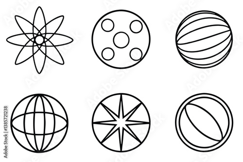 Exosphere Line Art Abstract Design for Space Themed Illustration 