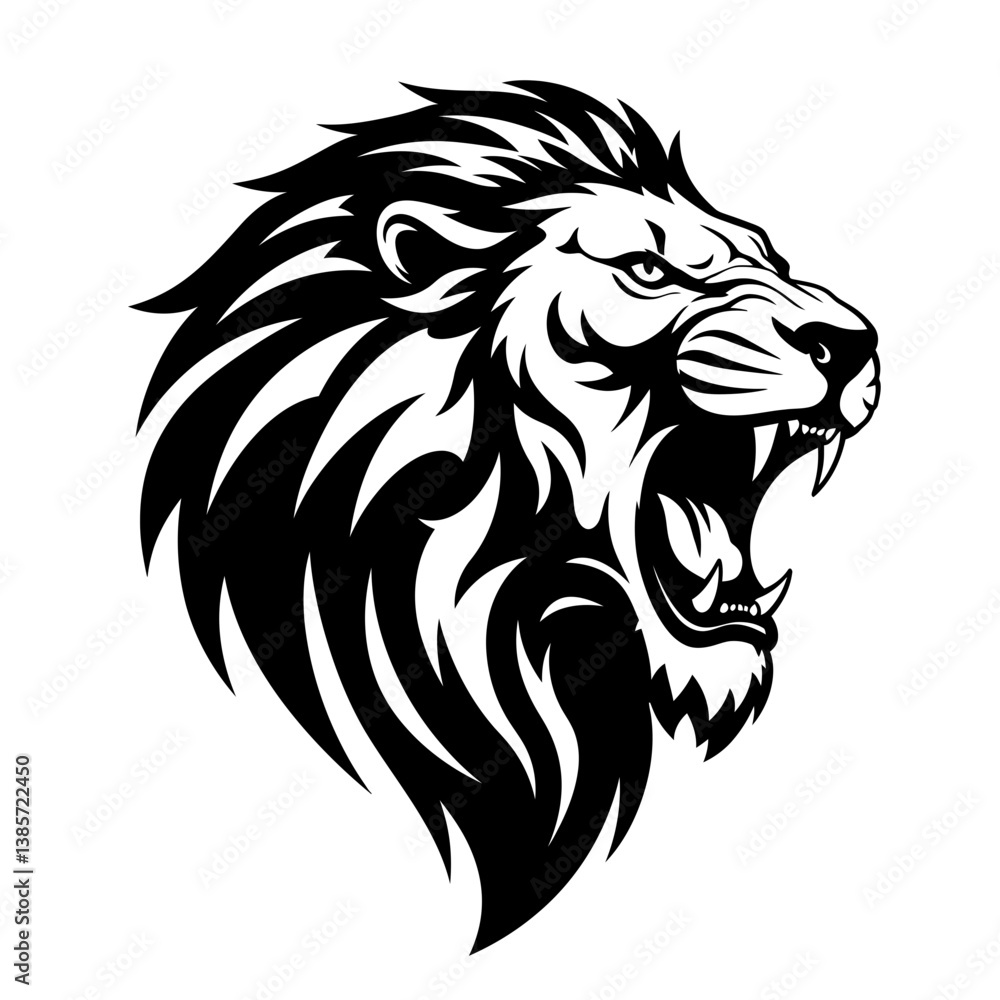 An Abstract Representation of a Lion's Head in Mid-Roar_transparent