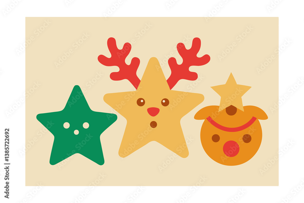Fototapeta premium Set of Christmas Cupcakes with Festive Decorations Clipart