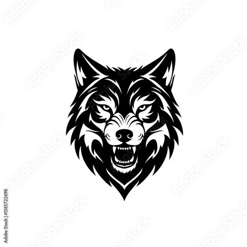 Enraged Wolf Portrait: An intimidating monochrome portrait of a fierce wolf, baring its teeth in a display of untamed power.