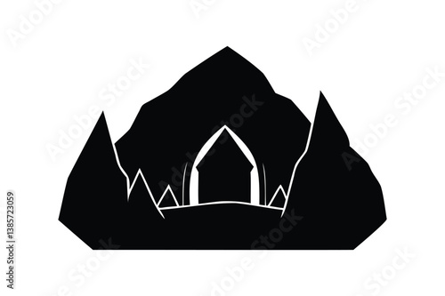 Cave icon silhouette on white background