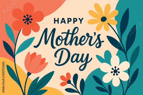 Modern mother's day card with floral design for 2025 celebration