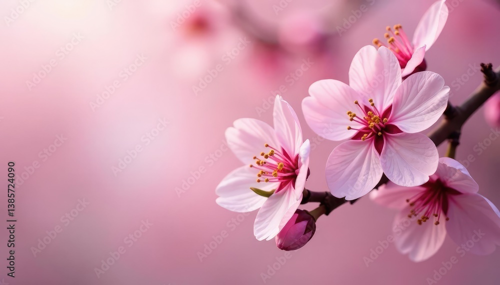 Delicate pink sakura blossoms, intricate branch details , branch, soft, print Delicate pink sakura blossoms, intricate branch details , branch, soft, print