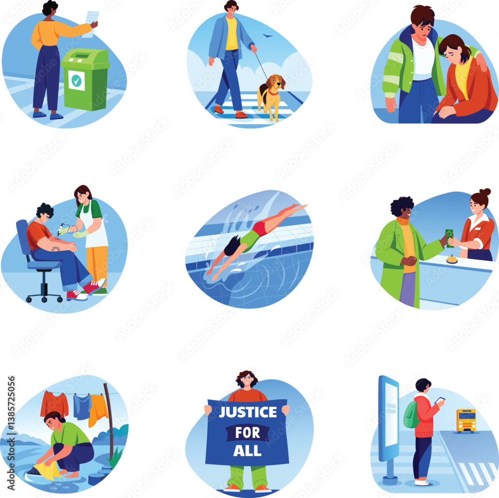 Fototapeta premium Citizen Rights Flat Style Illustrations