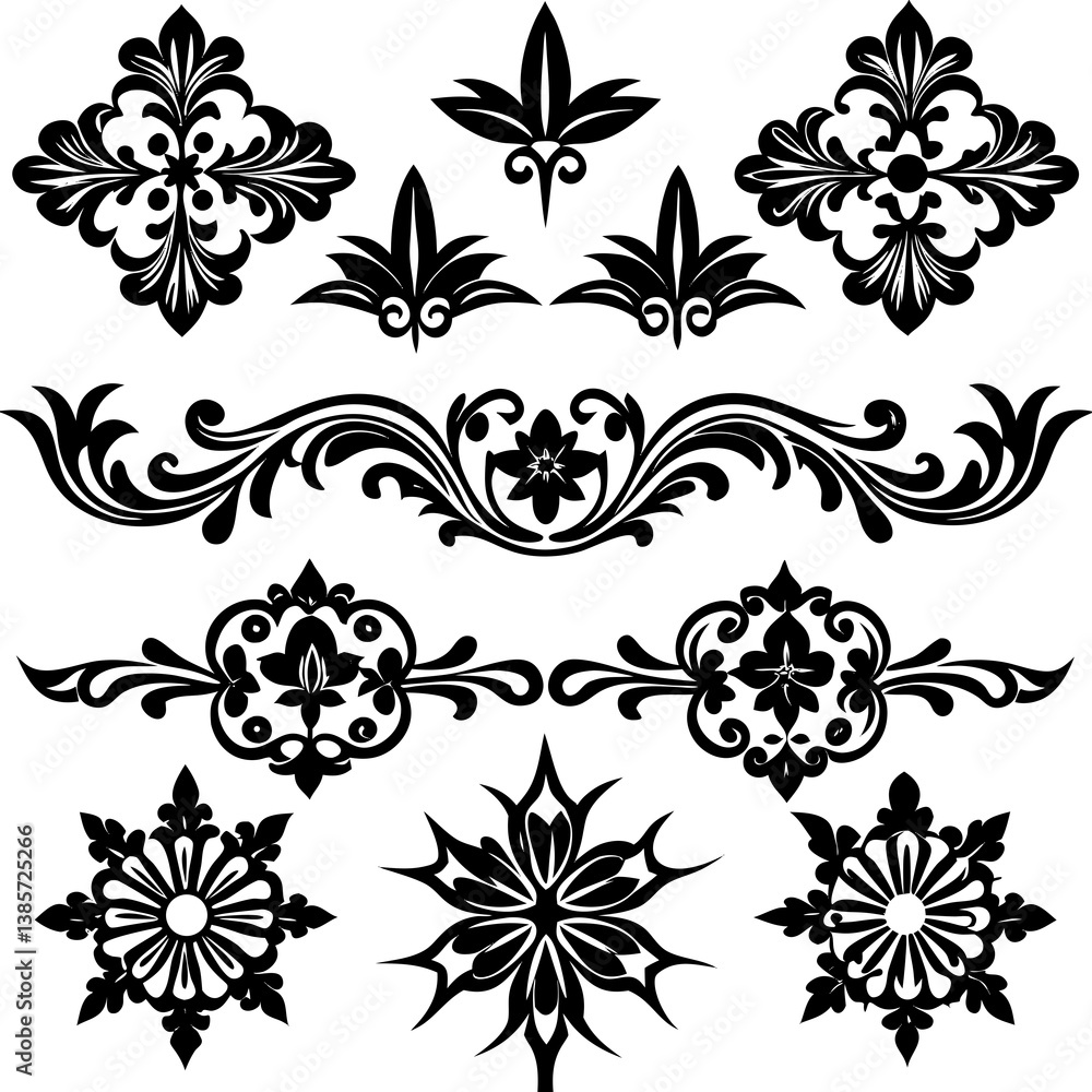 Divider Set Vector: Elegant Decorative Borders & Design Elements Divider Set Vector: Elegant Decorative Borders & Design Elements