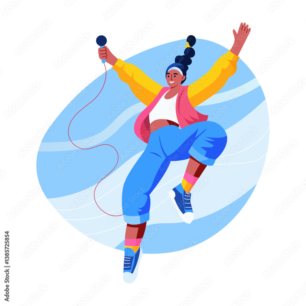 Obraz premium A flat style illustration of a dancing character