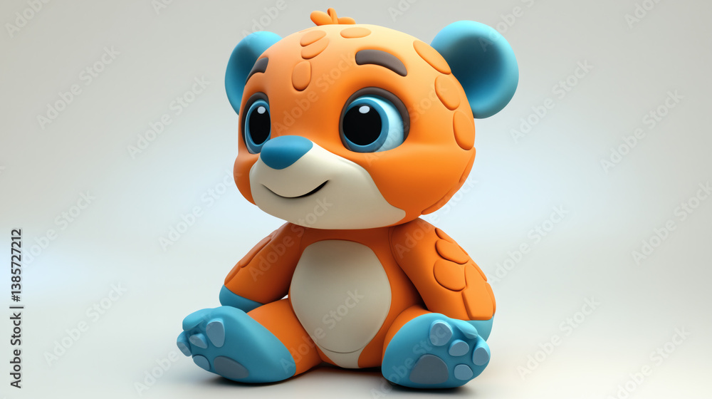Naklejka premium Figura 3D de un bebé oso sobre fondo blanco