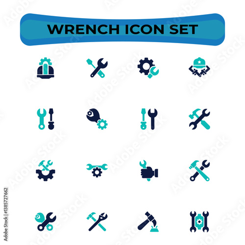 Tools and Service icons set. Wrench, screwdriver and gear icon and Repair tools fill  vector  icon . Editable Stroke