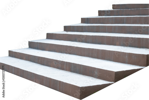 Wide concrete steps with reddish-brown finish leading upward.