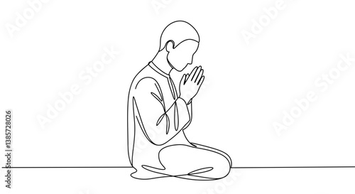 Obraz na płótnie Praying Person in Contemplation on a Minimalist Background w salonie