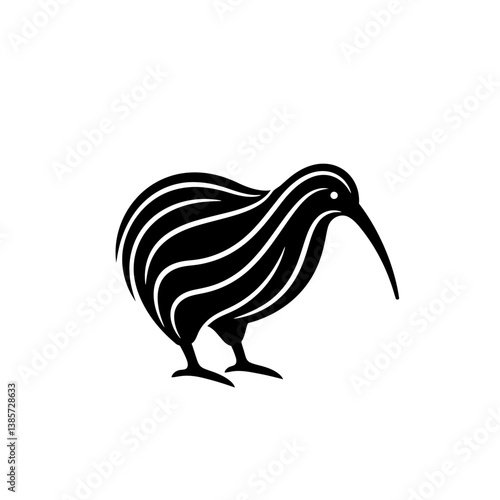Kiwi Bird Silhouette: A simple and elegant silhouette of a kiwi bird. Perfectly captures the unique shape of this native avian species.