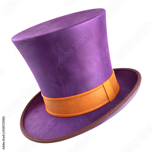 3d illustration of a purple top hat with png background