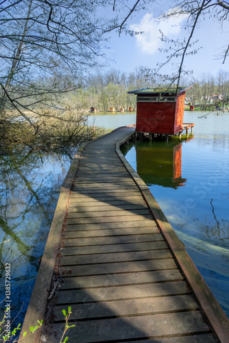 szajk fishing lakes in hungary with fishing huts on the water
