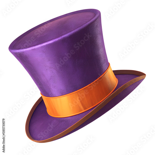 3d illustration of a purple top hat with png background