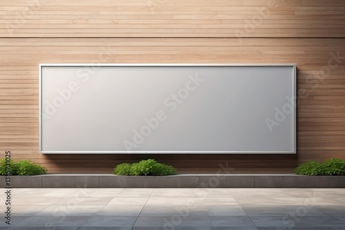 Obraz na płótnie A blank wall-mounted billboard on the side of a modern store w salonie