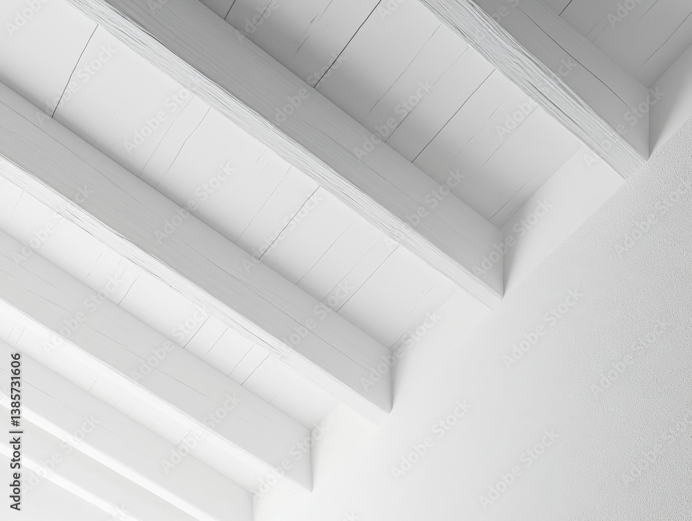 Obraz premium White Wooden Ceiling Beams Interior Corner