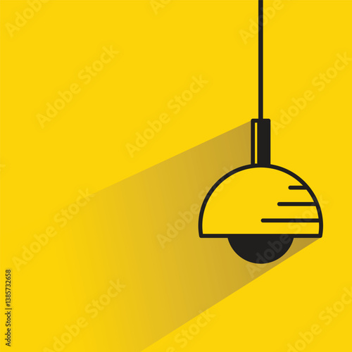 ceiling lamp icon with shadow on yellow background