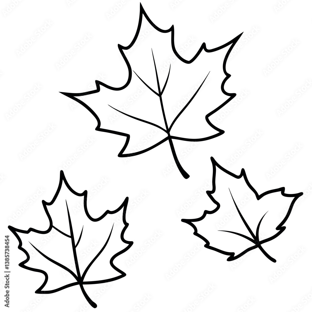 Obraz premium Three Maple Leaves Vector Art in Varying Sizes